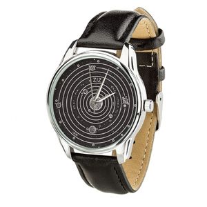 Zegarek „Planety” (pasek głęboko czarny, srebrny) + dodatkowy pasek (4613253)