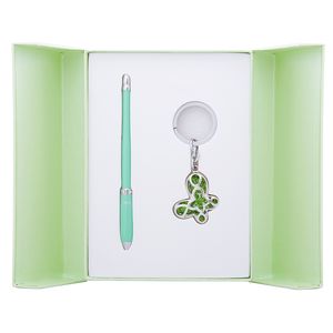 Coffret "Night Moth": stylo à bille + porte-clés, vert