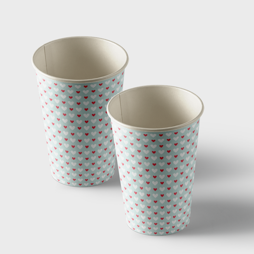 Vasos de papel con estampados de motivos femeninos, paquete de 50 unidades, volumen 250 ml (WL 03.21-15-8-6)