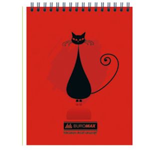 Notepad with spring on top CAT, A5, 48 sheets, checkered, red