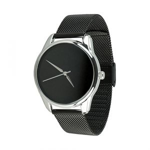 Montre "Minimalisme noir" (bracelet en acier inoxydable noir) + bracelet supplémentaire (5000389)