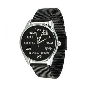 Uhr „Mathematik“ (schwarzes Edelstahlarmband) + Zusatzarmband (5001089)