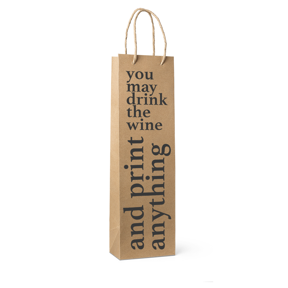 Kraft bag with handles, brown, for a bottle