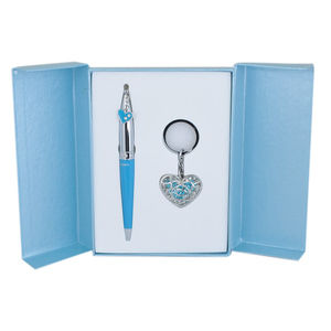 Coffret "Miracle": stylo à bille + porte-clés, bleu