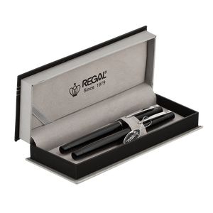Set de stylos (plume+roller) dans un coffret cadeau P, noir