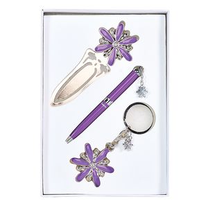 Geschenkset „Stern“: Stift (W) + Schlüsselanhänger + Lesezeichen, lila