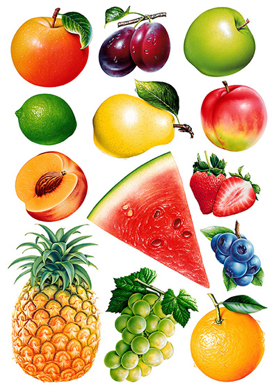 Naklejki na ścianę. Różne owoce 1 (TP104)