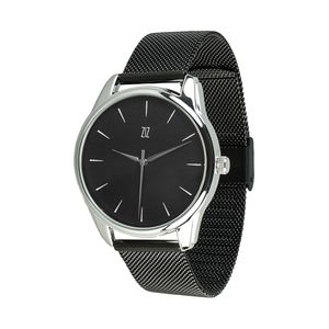 Zegarek „White on Black” (czarny pasek ze stali nierdzewnej) + dodatkowy pasek (5016489)