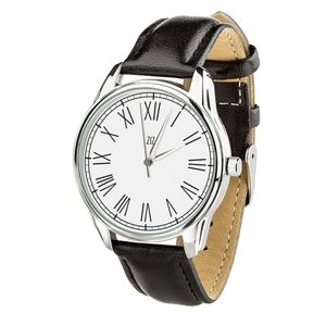 Zegarek „Roman Classic White” (pasek w kolorze głębokiej czerni, srebrny) + dodatkowy pasek (4616153)
