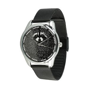 Uhr „Raccoon“ (schwarzes Edelstahlarmband) + Zusatzarmband (5012289)