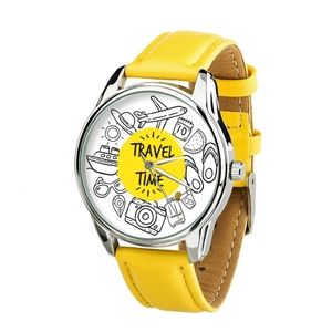 Zegarek „Travel Time” (cytrynowożółty, srebrny pasek) + dodatkowy pasek (4618368)