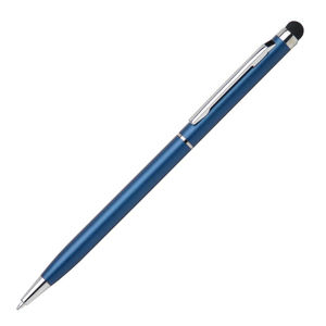 Ручка-стилус, синій металік з гумкою