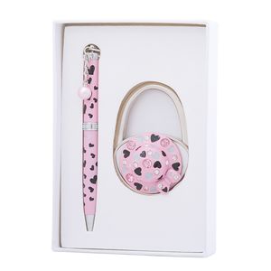 Gift set "Elegance": handle (W) + hook for bags, pink