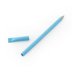 Bolígrafo ECO azul fabricado con papel reciclado.