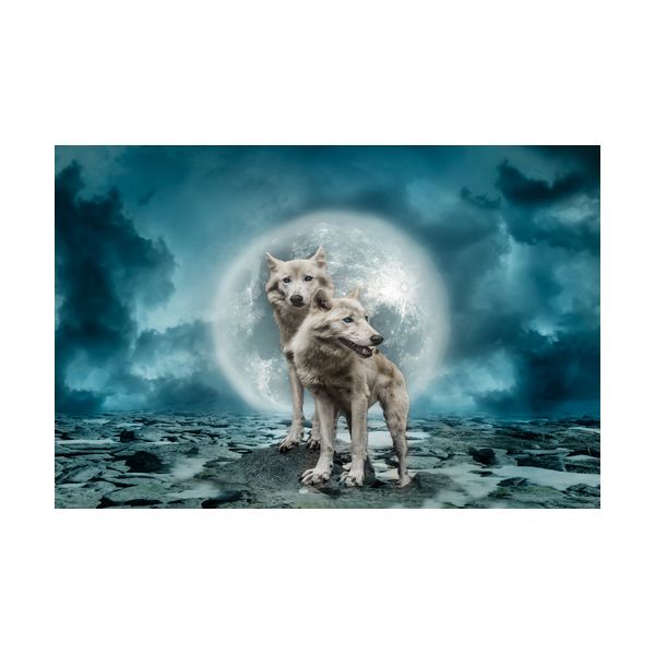 Gemälde 900x600 mm „Wölfe“