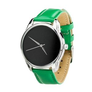 Montre "Minimalisme noir" (bracelet vert émeraude, argent) + bracelet supplémentaire (4600365)