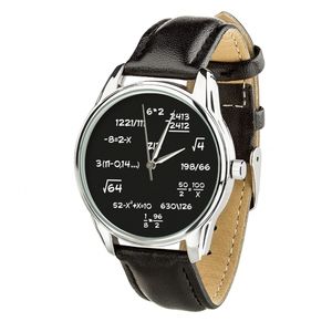 Zegarek „Matematyka” (pasek głęboko czarny, srebrny) + dodatkowy pasek (4601053)