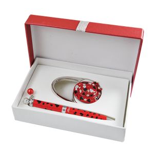 Gift set "Elegance": handle (W) + hook for bags, red