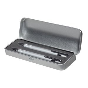Zestaw długopis + ołówek automatyczny, kolor srebrny
