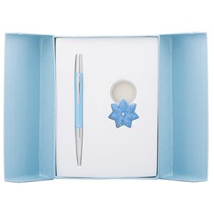 Geschenkset „Stern“: Kugelschreiber + Schlüsselanhänger, blau