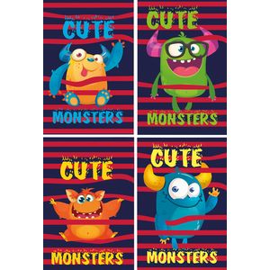 Notepad with spring on top, A-6, 40 l., MONSTERS, cardboard cover, KIDS Line
