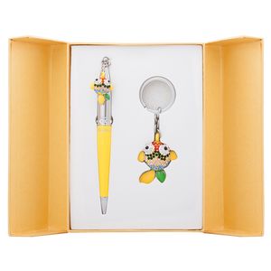 Zestaw upominkowy „Goldfish”: długopis + breloczek do kluczy, kolor żółty