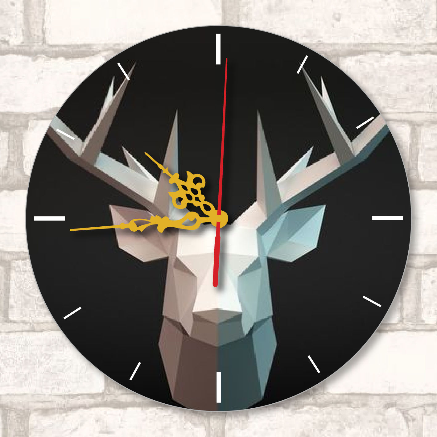 Print on wall round clock with gold hands (24 cm)