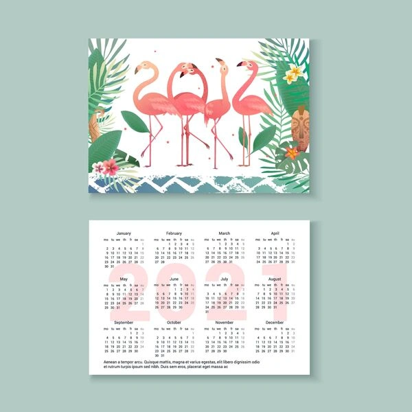 Calendario de bolsillo sobre papel de diseño.