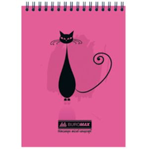 Notepad with spring on top CAT, A5, 48 sheets, checkered, pink