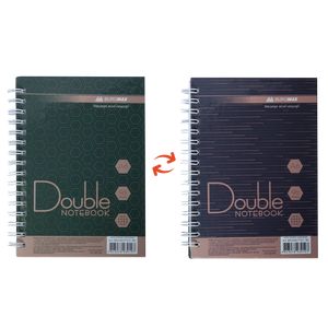 Notebook DOUBLE A6, a molla, 96 fogli, a quadretti, copertina rigida laminata, verde-marrone