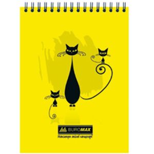 Notepad with spring on top CAT, A5, 48 sheets, checkered, yellow
