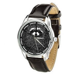 Watch "Raccoon" (strap deep black, silver) + additional strap (4612253)