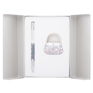 Gift set "Sense": ballpoint pen + hook for bags, gray