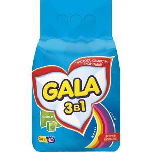 Detergente en polvo "GALA", 3 kg, Colores brillantes