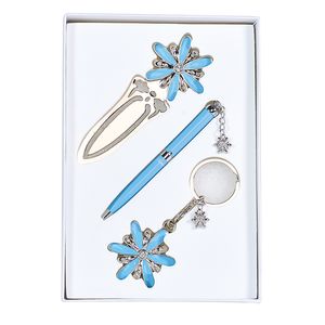 Geschenkset „Stern“: Kugelschreiber + Schlüsselanhänger + Lesezeichen, blau