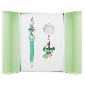 Coffret cadeau "Goldfish": stylo à bille + porte-clés, vert