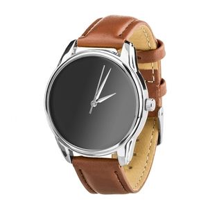 Zegarek „Minimalizm czarny” (kawowo-czekoladowy, srebrny pasek) + dodatkowy pasek (4600356)