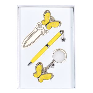 Set regalo "Fly": penna a sfera + portachiavi + segnalibro, giallo