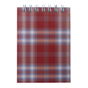 Notepad with spring on top, A-7, 48 sheets, "Shotlandka", burgundy, checkered, cardboard cover