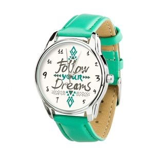 Watch “Follow your dreams” (mint-turquoise, silver strap) + additional strap (4609864)