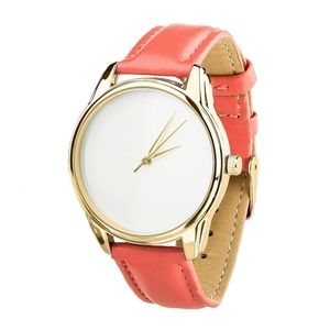 Uhr „Minimalism“ (Erdbeer-Koralle, Goldarmband) + Zusatzarmband (4600277)