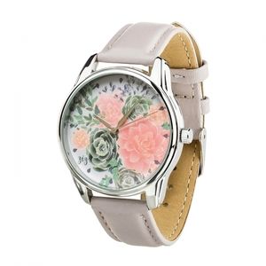 Uhr „Pfingstrosen“ (sanftes Lavendel, Silber) + zusätzliches Armband (4617958)