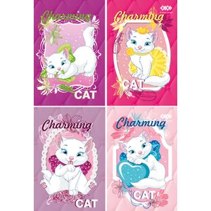 

Блокнот на пружине сверху, А-7, 40л., CHARMING CAT, картонная обложка, KIDS Line