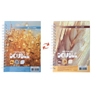 

/Записная книга DOUBLE А6, на пружине, 96л., клетка, твердый ламинированный переплет, желтый